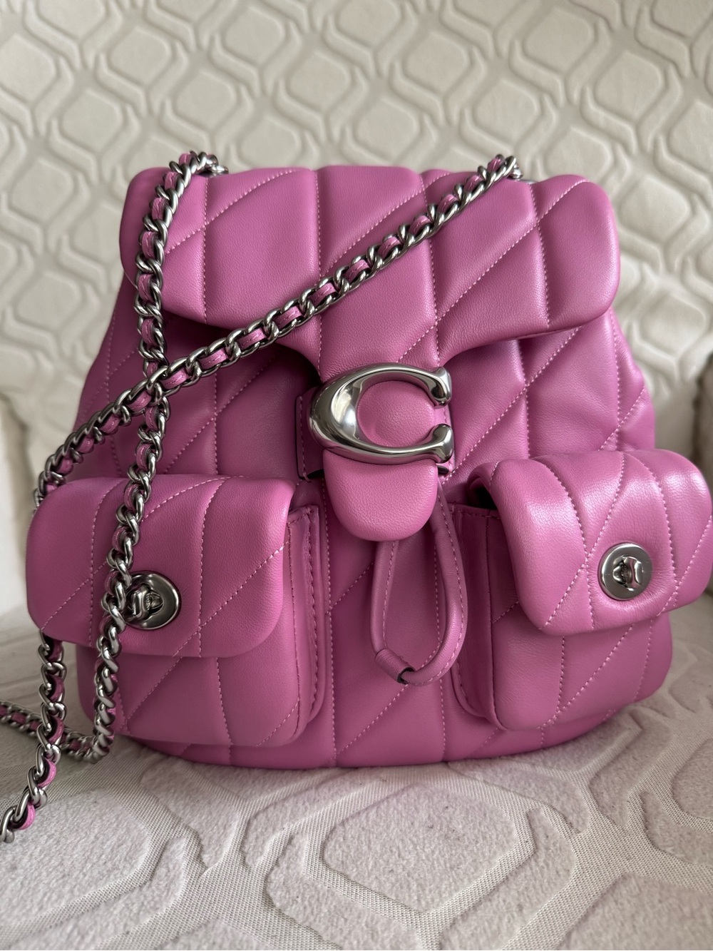 Coach Quilted Tabby Leather Backpack in Pink - Picture 4 of 10